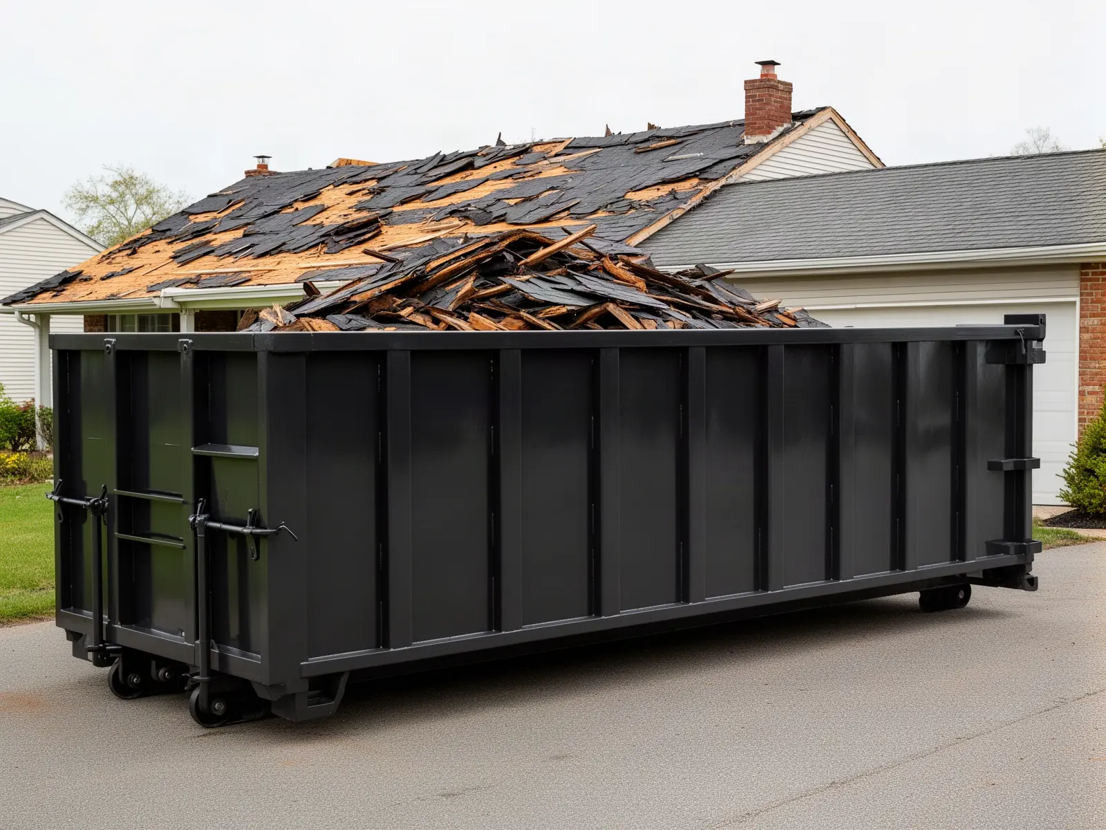 Roll-off dumpster from Lucky 7 Dumpster Rental in Fargo, ND